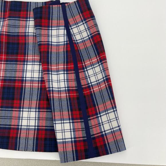 Vineyard Vines Wool Red White Blue Plaid Summer Skirt Sz 4 Preppy Country Club - Picture 13 of 16
